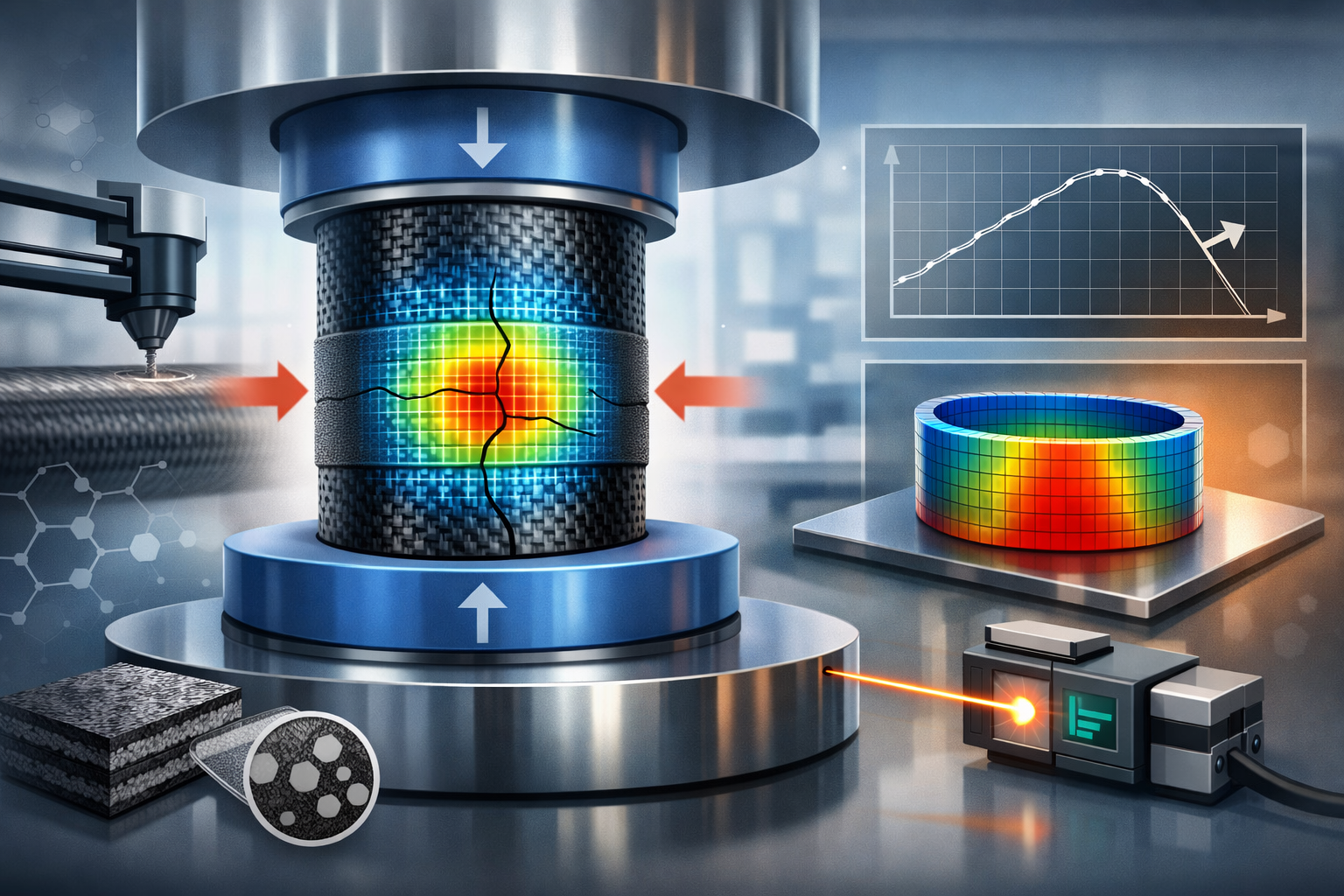 Isotropic dilation of wrapped 3D-printed carbon fiber cylinders with lap joints