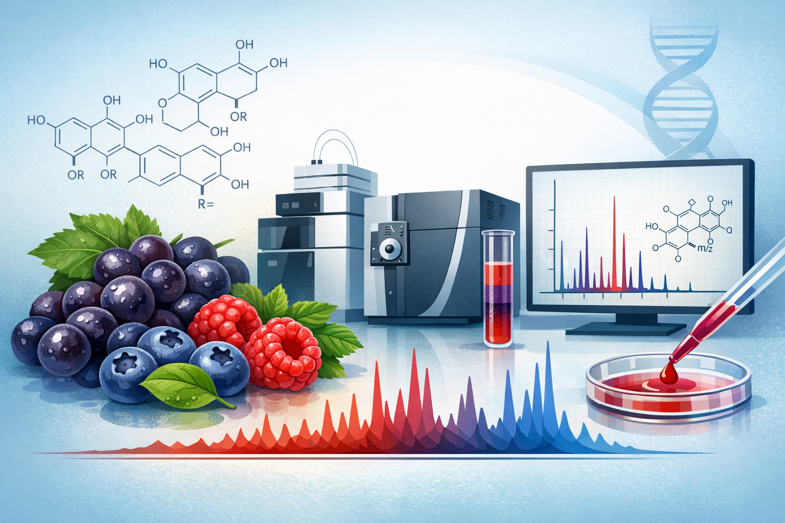 A Comprehensive Study of Anthocyanins in Two Fungal‐Resistant Grape Varieties, Blueberry and Raspberry, by High‐Resolution Mass Spectrometry